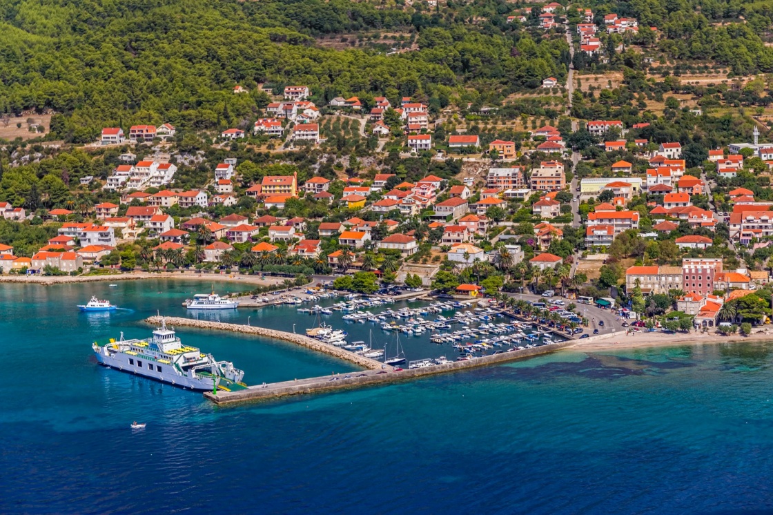 'Helicopter aerial shoot of tourist destination Orebic on Peljesac peninsula, Croatia' - Dubrovnik